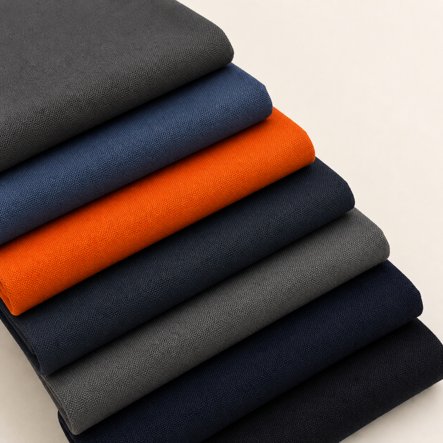 RANGE COVER | Cotton Duck Canvas 12.5 oz / 60 inches | Iron, Denim, Orange, Dark Slate Blue, Slate Gray, Dark Navy, Midnight | AI studio photograph
