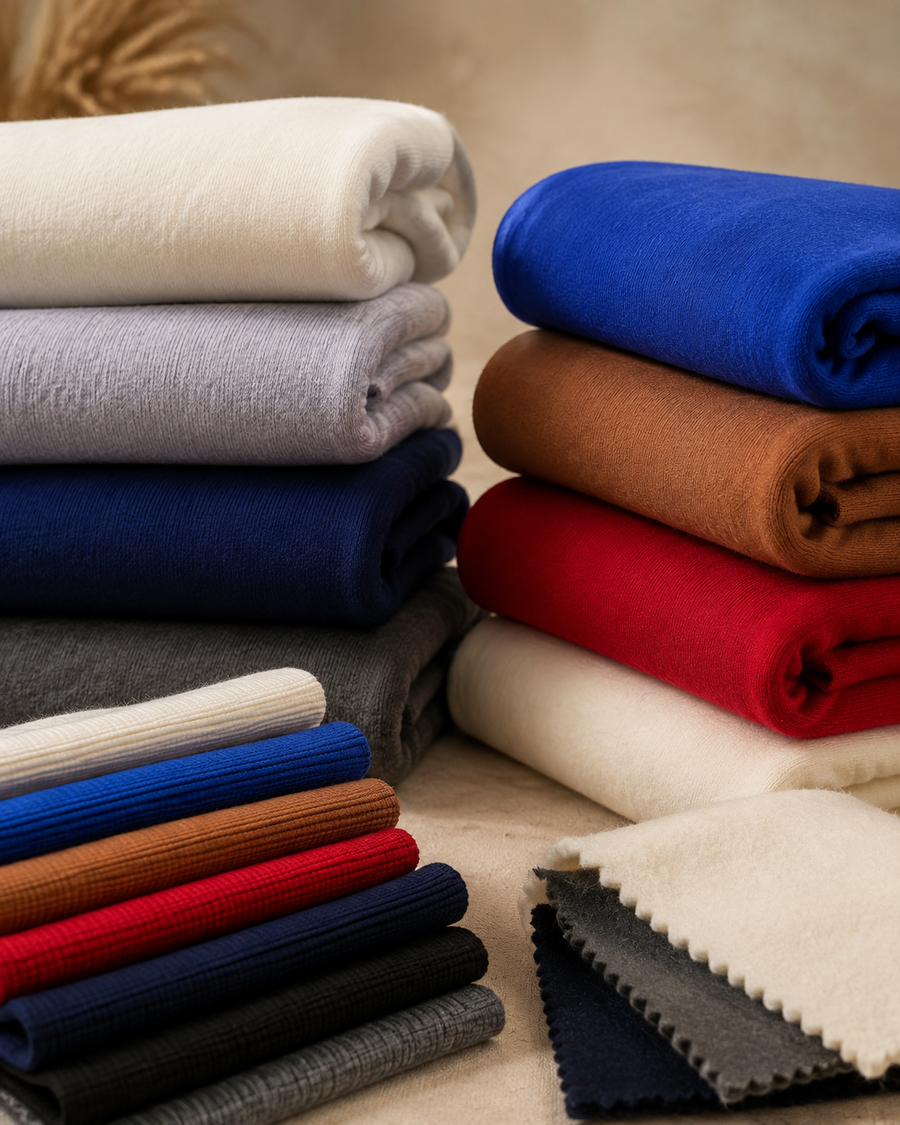 AI-generated color range cover showing Cotton Fleece 24 oz in available colors