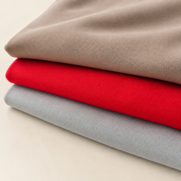 RANGE COVER | Cotton Fleece 350 gsm | Mocha, Red and Gray | AI fabric photograph