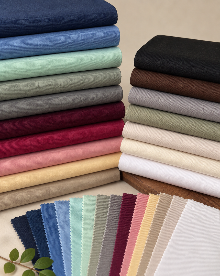 AI-generated color range cover showing Cotton Twill 7 oz in available colors