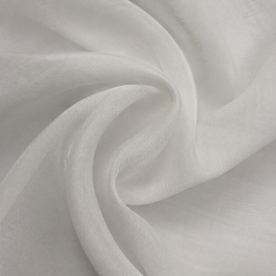 White voile fabric draped in soft curves — AI-restaged source view