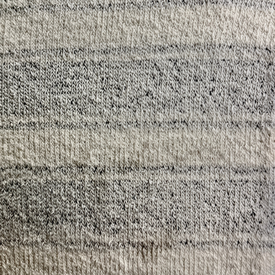 Faded gray and white striped double French terry, 18 oz