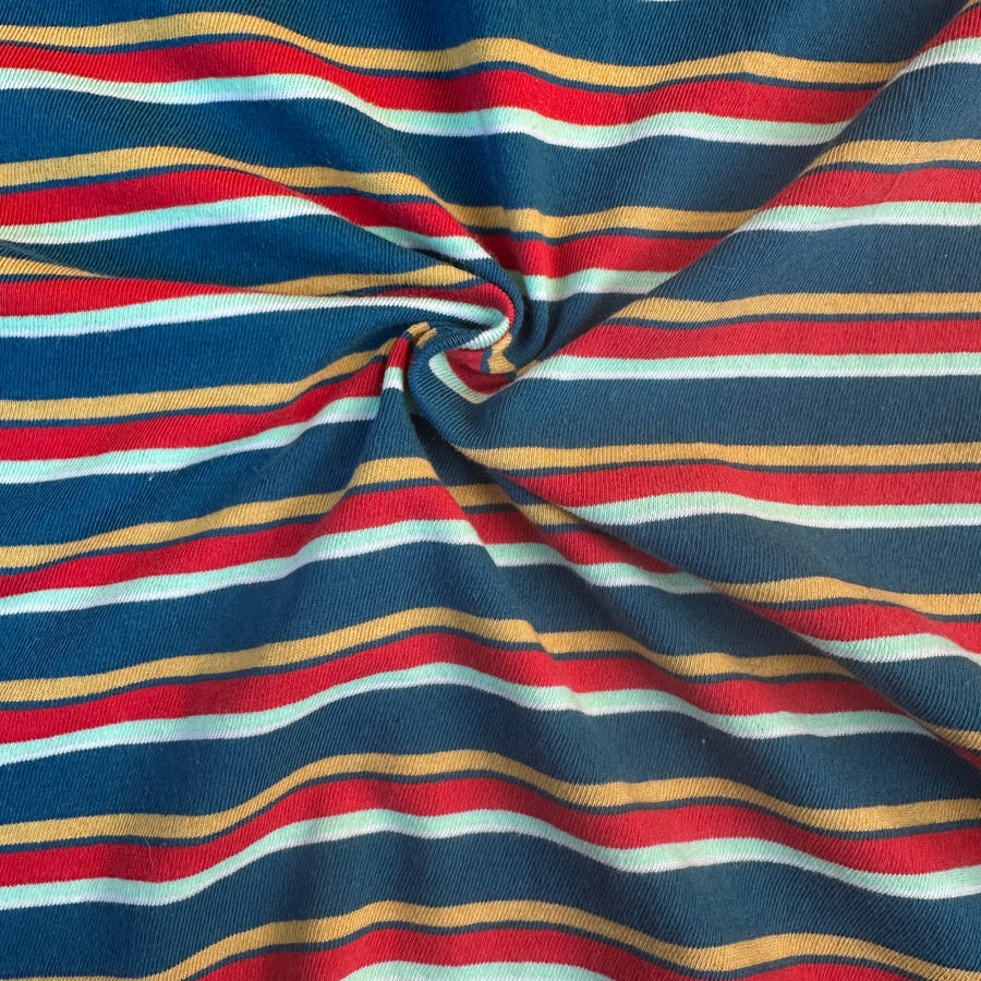 Poly-Cotton Jersey Stripe · blue/yellow