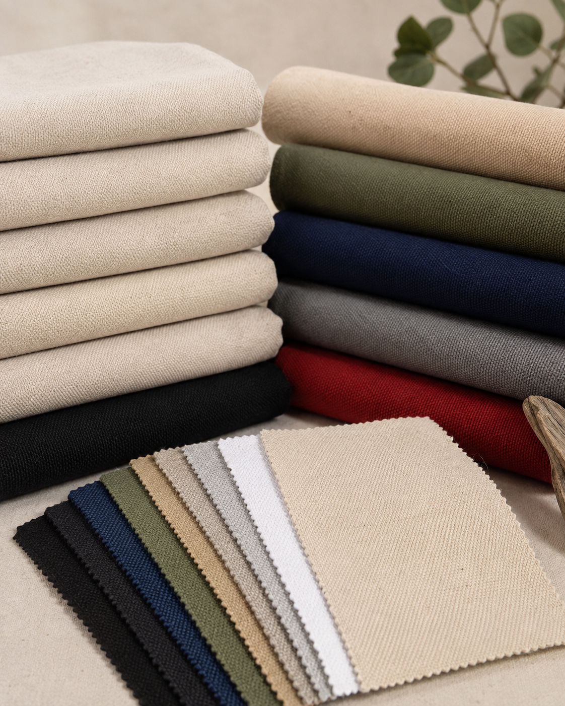 AI-generated color range cover showing Cotton Duck Canvas in available weights and colors