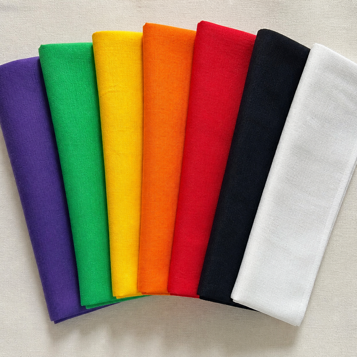 Linen cotton blend fabrics in seven colors — range overview