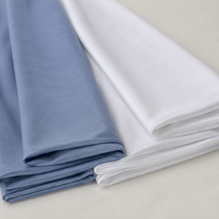Fabric range cover | Cotton Modal Jersey Blue and PFD white