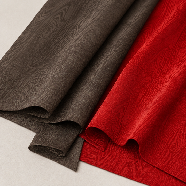 Fabric range cover | Linen woodgrain jacquard Brown and Red
