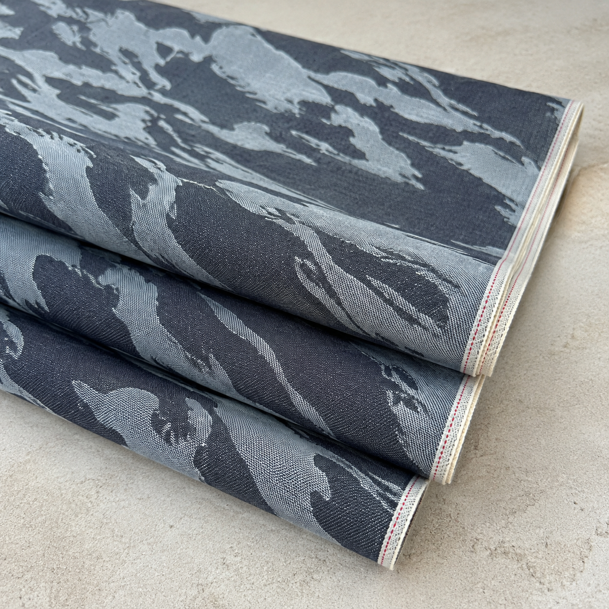 VARIANT_ID: 48621211910356 | Camo Japanese Selvedge Denim By the Yard | AI product view 1