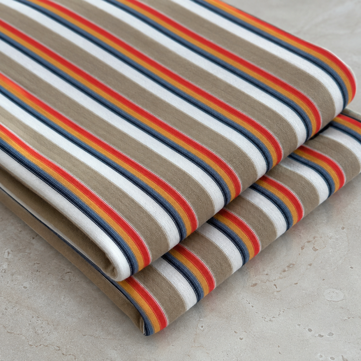 VARIANT_ID: 48621211975892 | Cotton Jersey Stripe · red/yellow By the Yard | AI product view 1