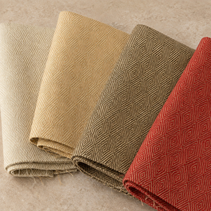 RANGE COVER | Italian Linen Diamond Jacquard | Four source-photographed fabrics in new AI staging