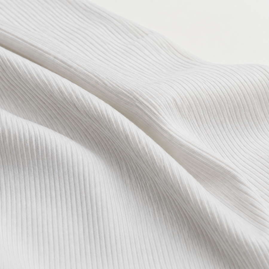 SELECTOR: Default Title | White Cotton Modal Ribbing | source-qualified replacement